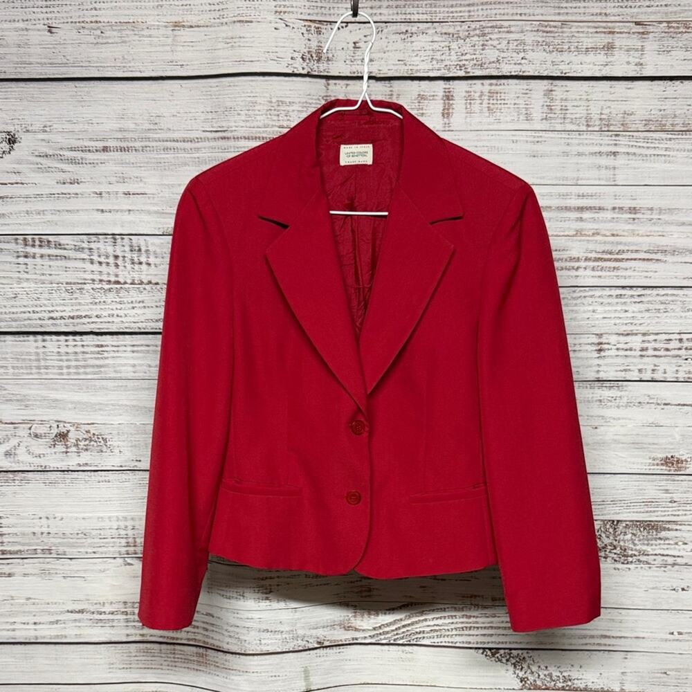Benetton Red Blazer Made in Italy Vintage 90s Size 4/6